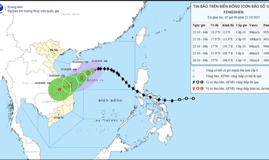 Dự báo đường đi của bão số 12. Ảnh: Trung tâm Dự báo Khí tượng Thủy văn Quốc gia Việt Nam