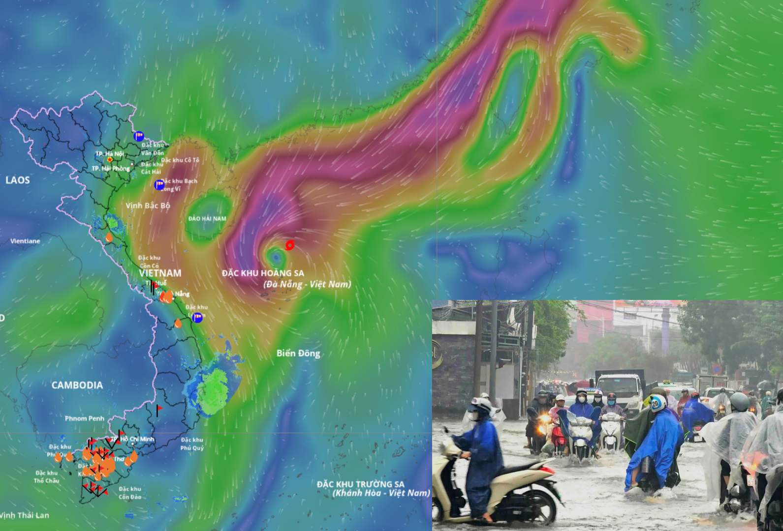 10月21日午前8時に暴風雨12号の位置を更新しました。写真：ベトナム自然災害監視システム