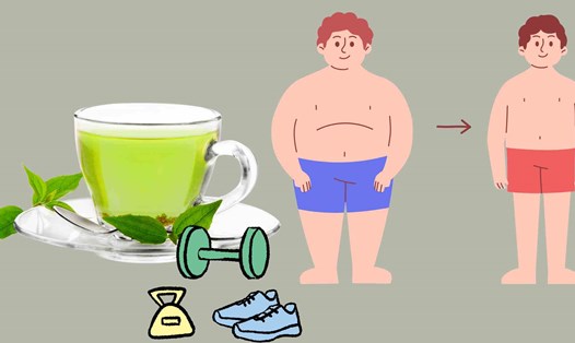 Uống trà xanh đúng cách tốt cho việc đốt mỡ nội tạng. Đồ họa: Hạ Mây