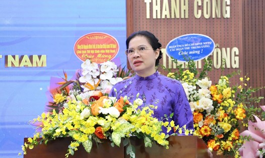 Bà Hà Thị Nga - Ủy viên Trung ương Đảng, Ủy viên Ban Thường vụ Đảng ủy Mặt trận Tổ quốc, các đoàn thể Trung ương, Phó Chủ tịch Ủy ban Trung ương MTTQ Việt Nam. Ảnh: Minh Hiển