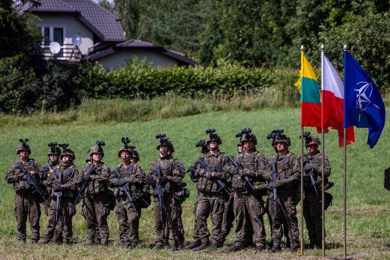 Polish soldiers at an event in Suwalki gap, an area considered a key priority in the Baltic region. Photo: AFP