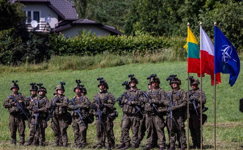 Polish soldiers at an event in Suwalki gap, an area considered a key priority in the Baltic region. Photo: AFP