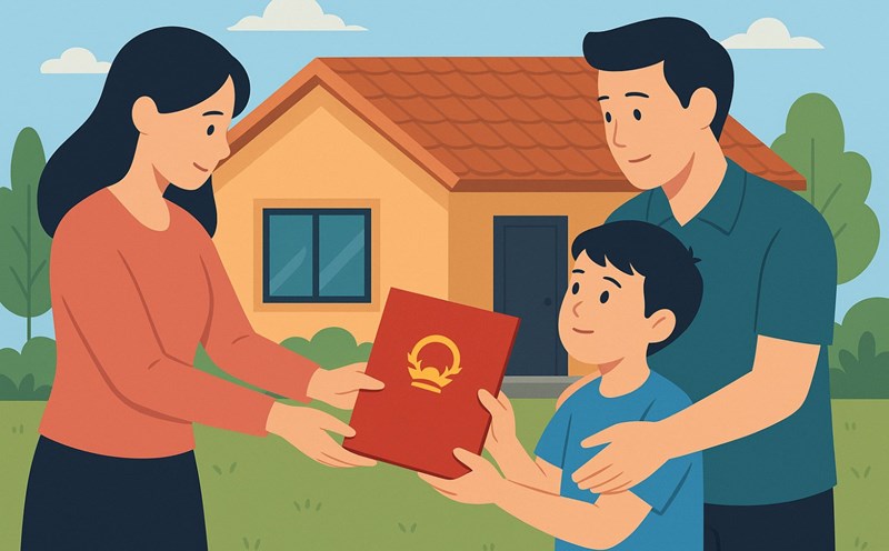 Transfer the red book when parents give their children land that they must work for 30 days. Photo: Nhu Ha