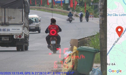 Người điều khiển xe máy bị phạt nguội ở Bắc Ninh. Ảnh: Công an Bắc Ninh