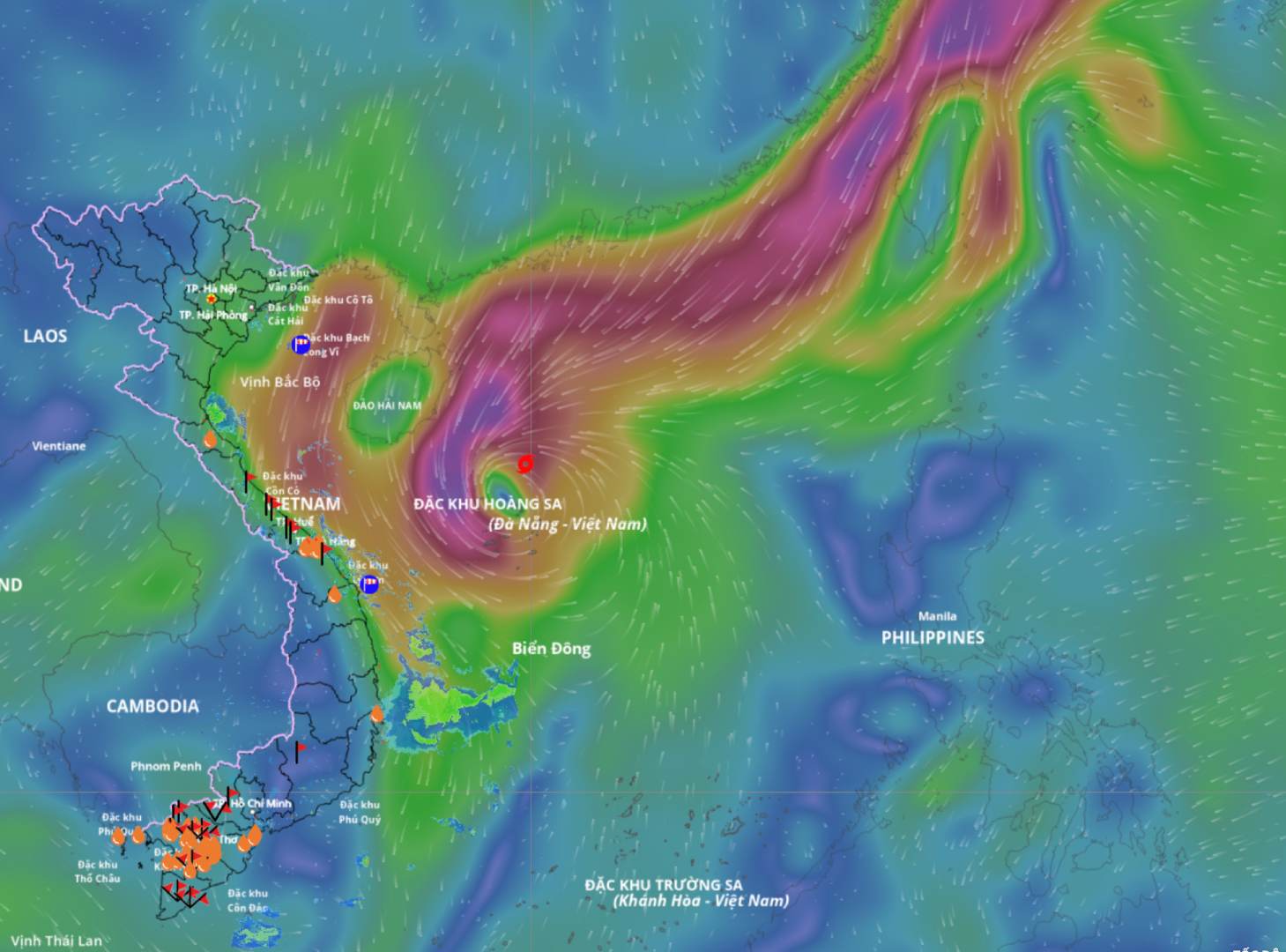 10月21日12時に暴風雨12号の位置を更新。出典：ベトナム自然災害監視システム