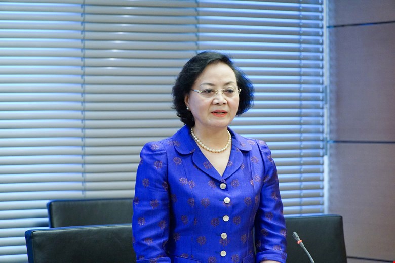 Bo truong Bo Noi vu Pham Thi Thanh Tra noi ve viec sap xep thon, ban, to dan pho. Anh: Pham Dong