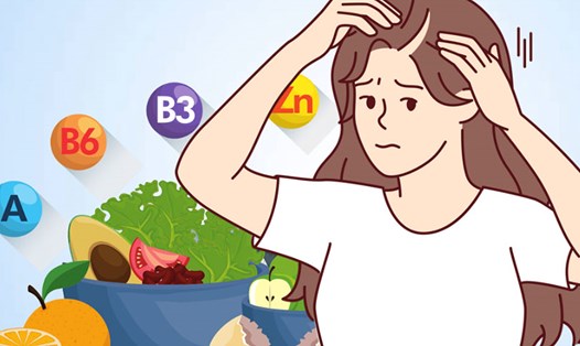 Bí quyết bổ sung thực phẩm giúp ngăn ngừa rụng tóc tự nhiên. Đồ họa: Thiện Nhân