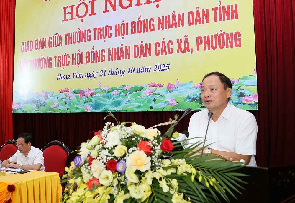 Ong Tran Quoc Van - Chu tich HDND tinh phat bieu tai hoi nghi. Anh: Cong TTDT tinh Hung Yen