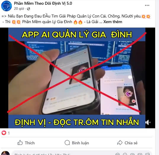 Ứng dụng gián điệp “theo dõi người yêu” gây lo ngại. Ảnh: Công an tỉnh Hưng Yên