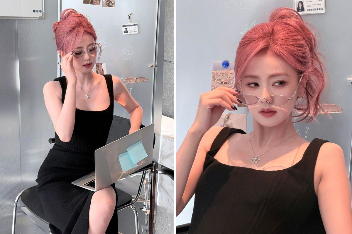 Bai Lu dyed her hair pink for the first time. Photo: screenshot