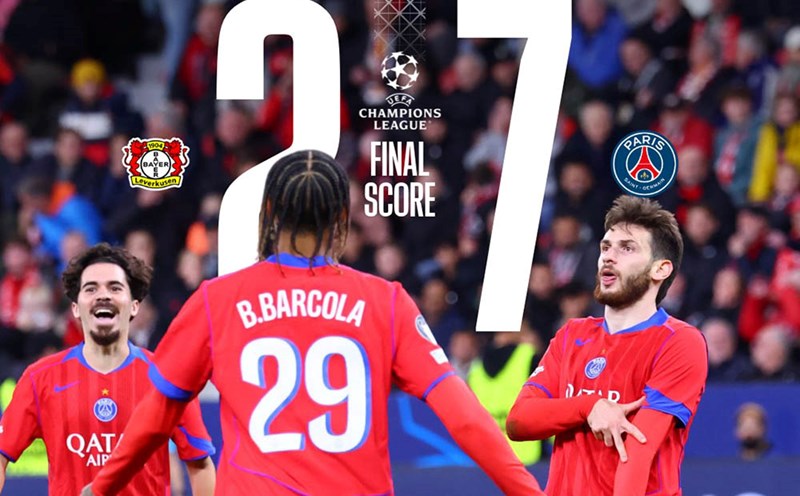 PSG beat Bayer Leverkusen in the UEFA Champions League group stage. Photo: PSG