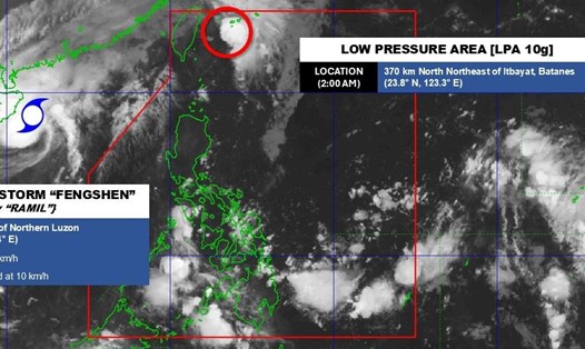 Vị trí bão số 12 Fengshen và áp thấp 10g với khả năng cao mạnh lên thành bão Salome. Ảnh: PAGASA