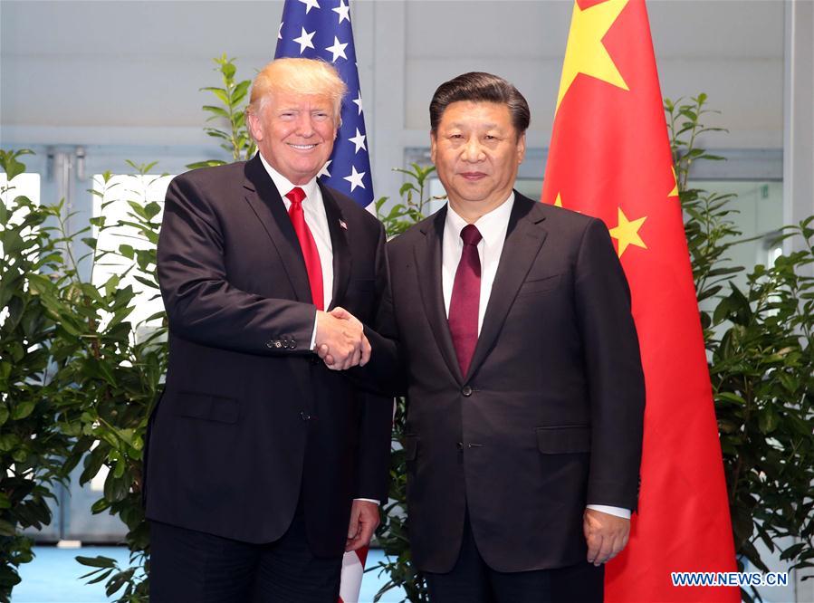 Chinese President Xi Jinping and US President Donald Trump meet on the sidelines of the G20 summit in Germany, July 8, 2017. Photo: Xinhua