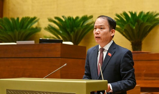 Chủ nhiệm Ủy ban Pháp luật và Tư pháp Hoàng Thanh Tùng thẩm tra dự án Luật Viên chức sửa đổi. Ảnh: Phạm Đông