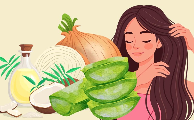 Familiar natural ingredients such as coconut oil, aloe vera or onions, you can stimulate hair growth to be fast, thick and healthy. Graphic photo: Hoang Loc