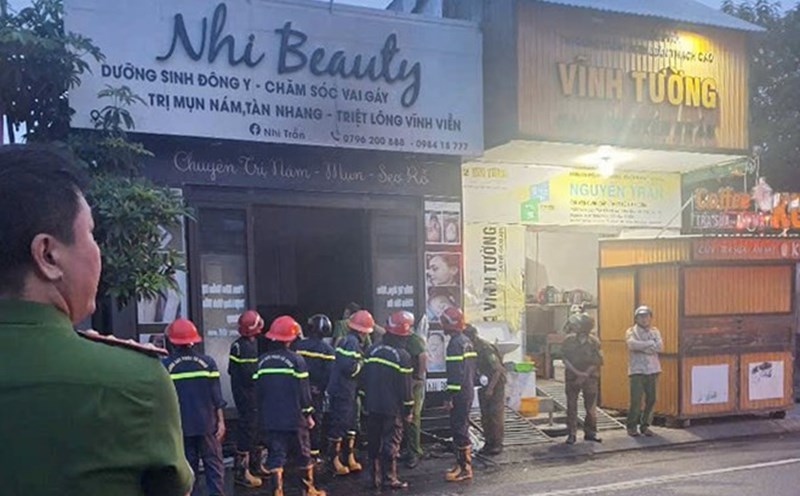 The scene of the fire suspected of arson at a business establishment in Gia Lai left 1 person dead and 3 people injured. Photo: Chi Phong