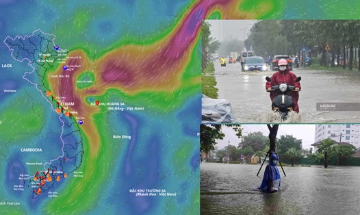 Dự báo bão số 12 và không khí lạnh gây mưa to ở Trung Trung Bộ từ đêm 22.10. Nguồn vị trí bão vào 11 giờ ngày 22.10: Hệ thống Giám sát thiên tai Việt Nam