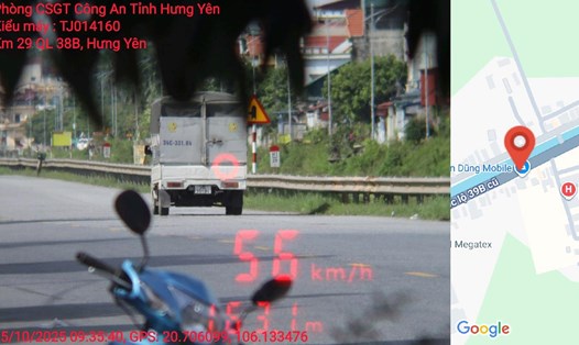 Người điều khiển xe bị phạt nguội ở Hưng Yên. Ảnh: Công an Hưng Yên