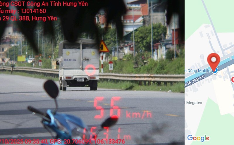 The driver was fined in Hung Yen. Photo: Hung Yen Police