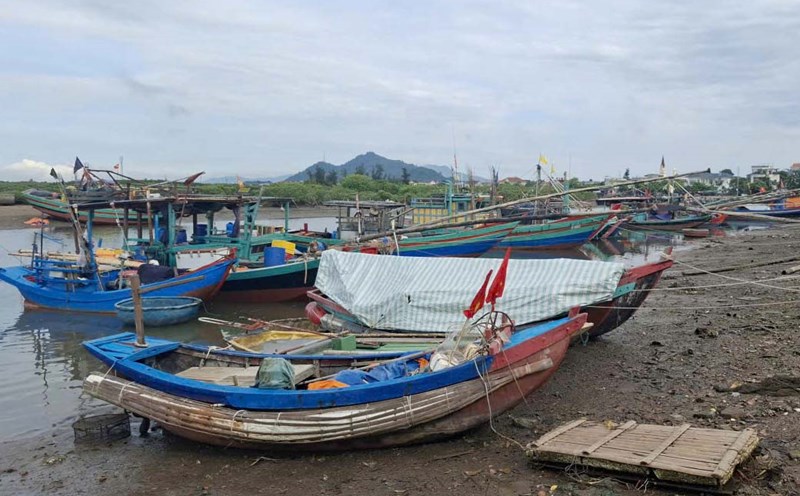 Due to the impact of storm No. 12, Ha Tinh ships and boats have proactively anchored to take shelter. Photo: Tran Tuan.
