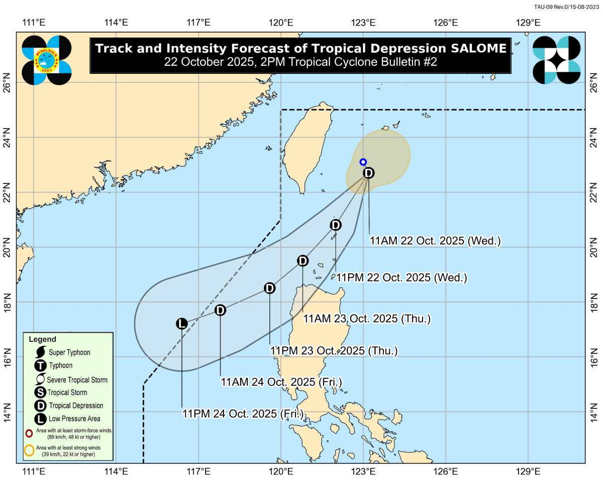 Forecast of the path of tropical depression/storm Salome after storm No. 12. Photo: PAGASA