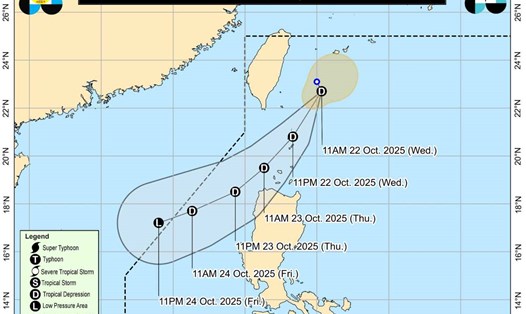Dự báo đường đi của áp thấp nhiệt đới/bão Salome sau bão số 12. Ảnh: PAGASA
