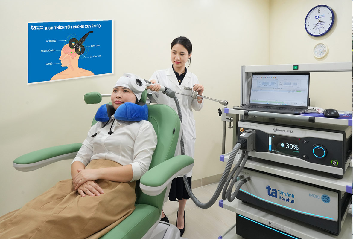 Cong nghe Neuro-MSX (Nga) - “buoc tien moi” trong dieu tri cac roi loan than kinh, nay da co mat tai Tam Anh Cau Giay, mang den hy vong hoi phuc cho nguoi benh dau dau, mat ngu, roi loan lo au… Anh: BVDK Tam Anh