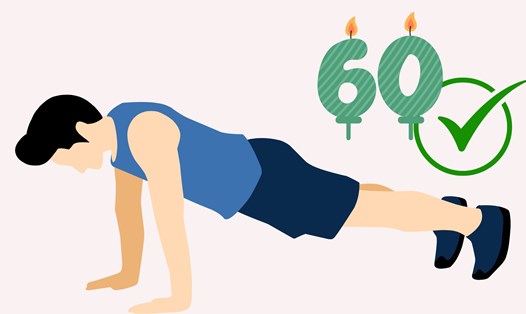 Chống đẩy là bài tập không cần tạ phản ánh sức mạnh sau 60 tuổi. Đồ họa: Thanh Thanh