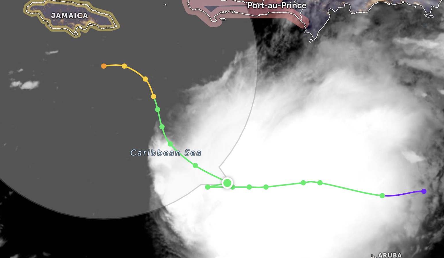 The path of Shelter. Photo: Zoom Earth