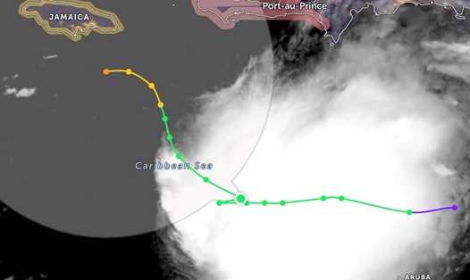 Đường đi của bão Melissa. Ảnh: Zoom Earth