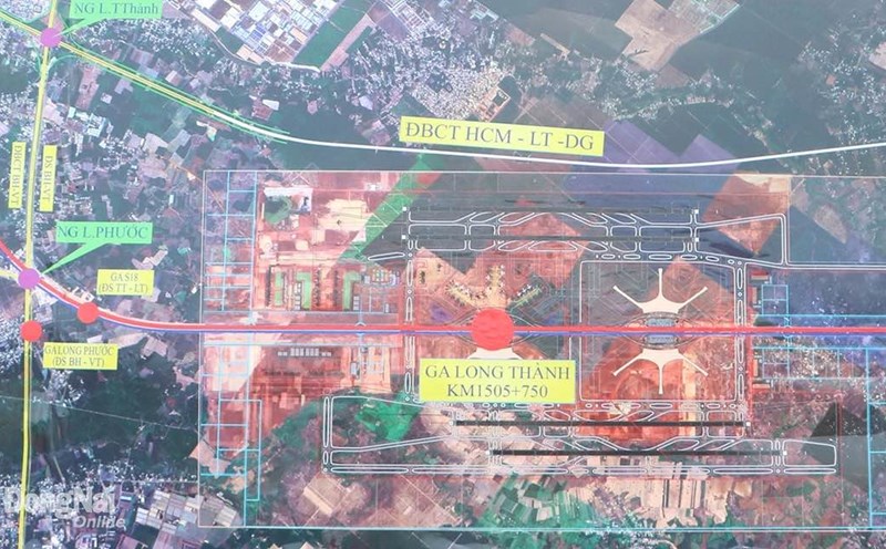 Proposed route plan for the North-South high-speed railway section through Dong Nai province. Photo: HAC