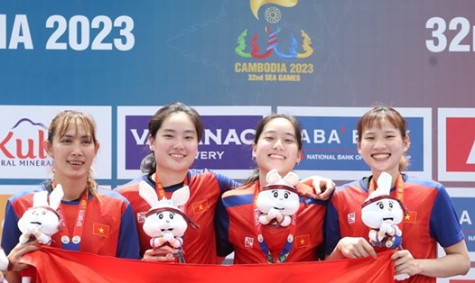 Đội tuyển bóng rổ 3x3 nữ của Việt Nam từng giành huy chương vàng SEA Games 32. Ảnh: Bùi Lượng