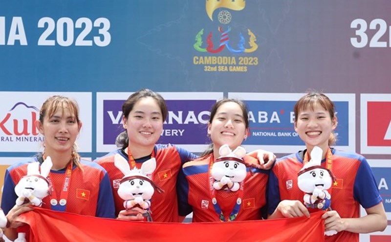 The Vietnam women's 3x3 basketball team won the gold medal at the 32nd SEA Games. Photo: Bui Luong