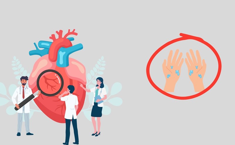 Early detection of cardiovascular abnormalities with 2 signs on the hand. Graphics: Minh Chau