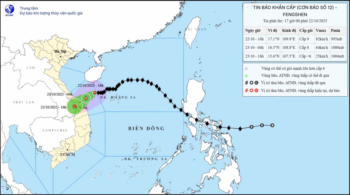 Due to the influence of storm No. 12 and cold air, combined with some other weather conditions, the Central Central region is likely to experience widespread heavy rain. Photo: National Center for Hydro-Meteorological Forecasting.
