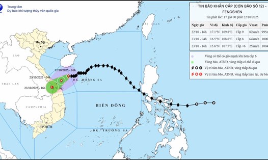 Do ảnh hưởng của hoàn lưu bão số 12 và không khí lạnh, kết hợp với một số hình thế thời tiết khác, khu vực Trung Trung Bộ có khả năng xảy ra đợt mưa lớn trên diện rộng. Ảnh: Trung tâm dự báo khí tượng thủy văn quốc gia.