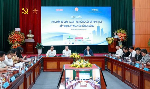 Toàn cảnh Hội thảo “Thúc đẩy tự giác tuân thủ, đóng góp đầy đủ thuế – Xây dựng kỷ nguyên hùng cường”. Ảnh: Hải Nguyễn