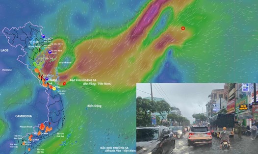 Vị trí của áp thấp nhiệt đới (suy yếu từ bão số 12) vào 5 giờ ngày 23.10. Nguồn: Hệ thống Giám sát thiên tai Việt Nam