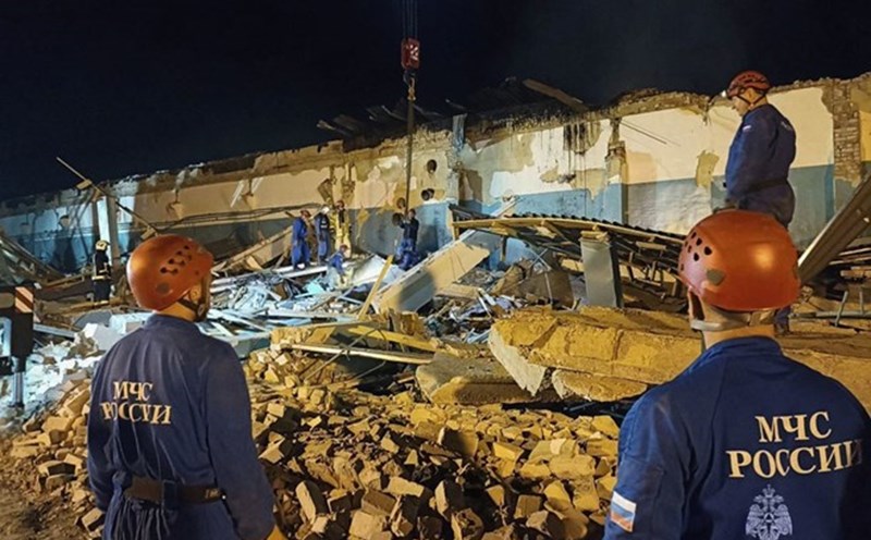 A fire at an industrial factory in Ryazan, Russia on August 15, 2025. Photo: Russian Ministry of Emergency Situations