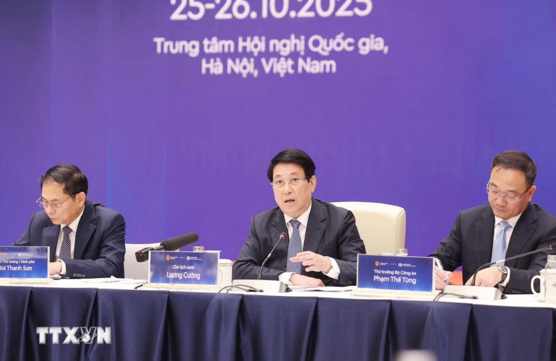 Chu tich nuoc ghi nhan, bieu duong cong tac chuan bi Le mo ky Cong uoc. Anh: TTXVN