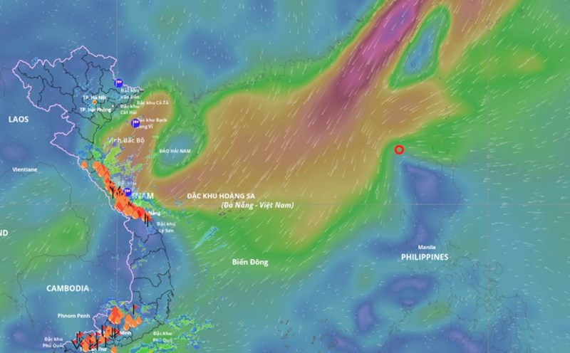 Updated at 3:00 p.m. on October 23 about the location of the tropical depression in the East Sea. Source: Vietnam Disaster Monitoring System