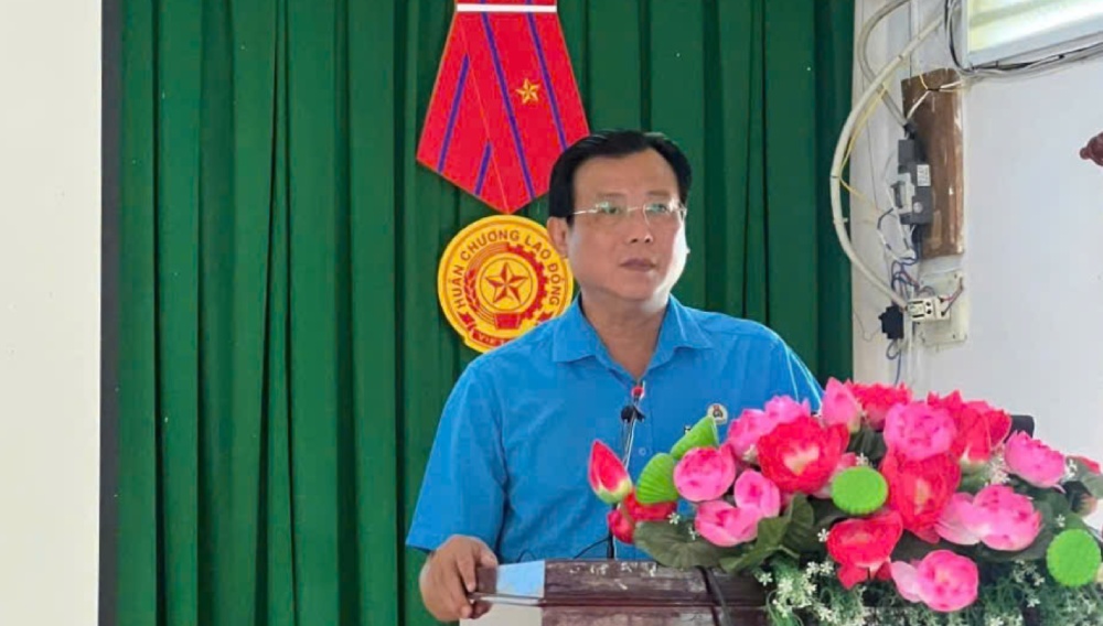 Pho Chu tich LDLD tinh An Giang Nguyen Nhat Tien phat bieu tai hoi nghi. Anh: LDLD tinh An Giang