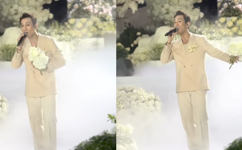 Duong Edward sang at the wedding of Miss Do Thi Ha and the young master of Son Hai Group. Photo cut from video
