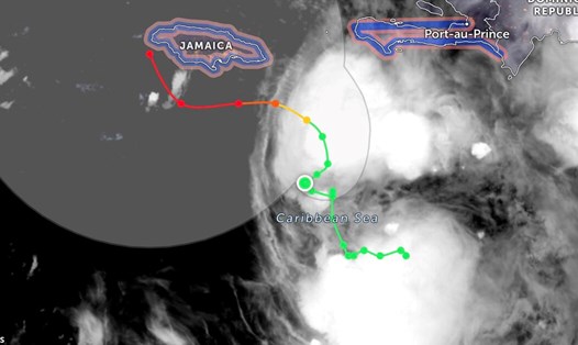 Bão Melissa trên đà trở thành siêu bão mạnh nhất nhì mùa bão năm 2025. Ảnh: Zoom Earth