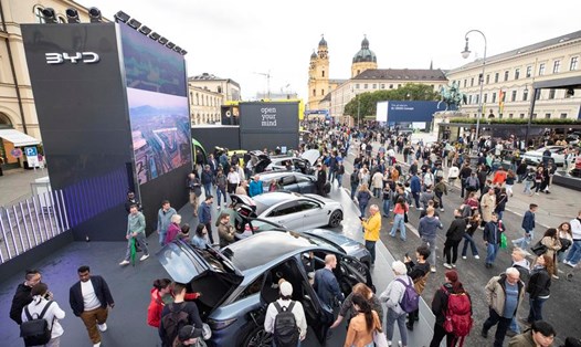 Khu triển lãm ôtô Trung Quốc BYD ở Munich, Đức, ngày 9.9.2025. Ảnh: Xinhua