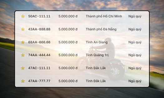 Cơn mưa biển số ngũ quý siêu đẹp trong phiên đấu giá ngày 24.10