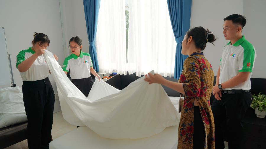 Students at JPC School receive vocational training directly linked to recruitment from Japanese enterprises. Photo: Phuong Anh