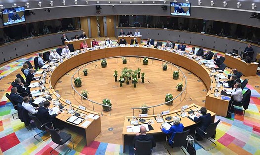 Hội nghị thượng đỉnh EU ngày 23.10 không thống nhất được cách thức dùng tài sản Nga để tài trợ cho Ukraina. Ảnh: EU