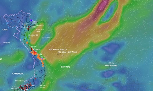 Không khí lạnh tăng cường kết hợp hoàn lưu áp thấp nhiệt đới sẽ gây gió mạnh, sóng lớn trên một số vùng biển. Nguồn: Hệ thống Giám sát thiên tai Việt Nam