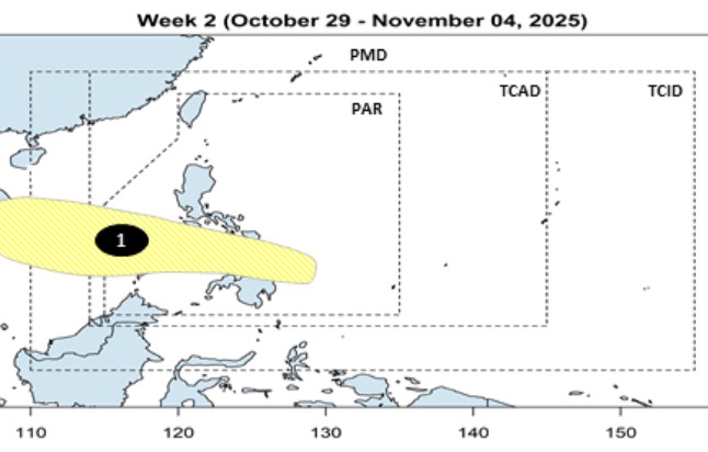 The new low pressure is forecast to enter the East Sea from October 29. Photo: PAGASA
